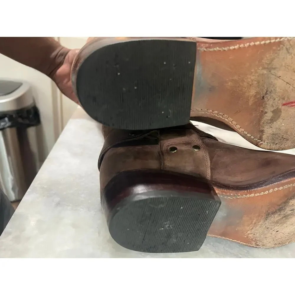 Tony Mora 1195 Men’s EU 42 Brown Leather Harness Biker Western Boots Spain